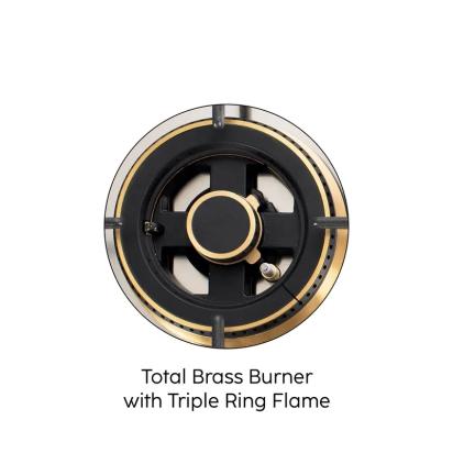Glen 3 Burner Glass Gas Hob Top with Triple Ring, Total Double Ring Brass Burner (1073CIHTTDBTR) 2