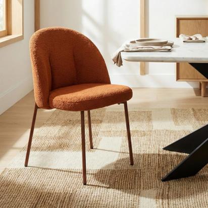 LivingShapes Boucle Alici Dining Chair with Metal by Living Shapes : Colours available: OrangeRed