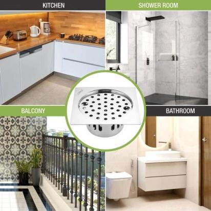 Lipka Square Flat Cut Floor Drain (6 x 6 Inches) with Lock and Cockroach Trap 5