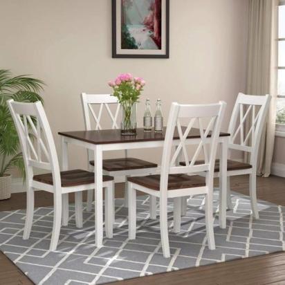 WoodenTwist Classy Teak Wood 4 Seater Dining Table Set for Dining Room 8