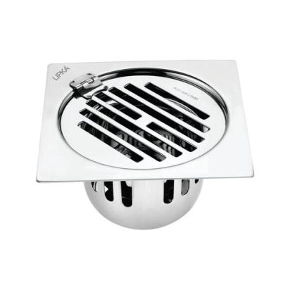 Lipka Golden Classic Jali Square Flat Cut Floor Drain (5.5 x 5.5 Inches) with Hinge and Cockroach Trap