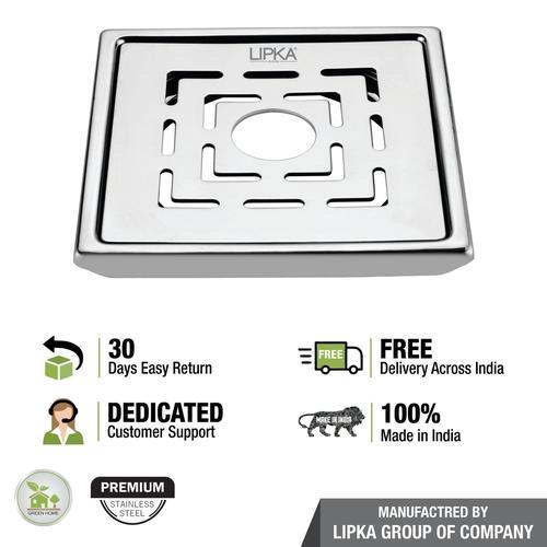 Lipka Charlie Deluxe Square Floor Drain (5 x 5) with Hole 3
