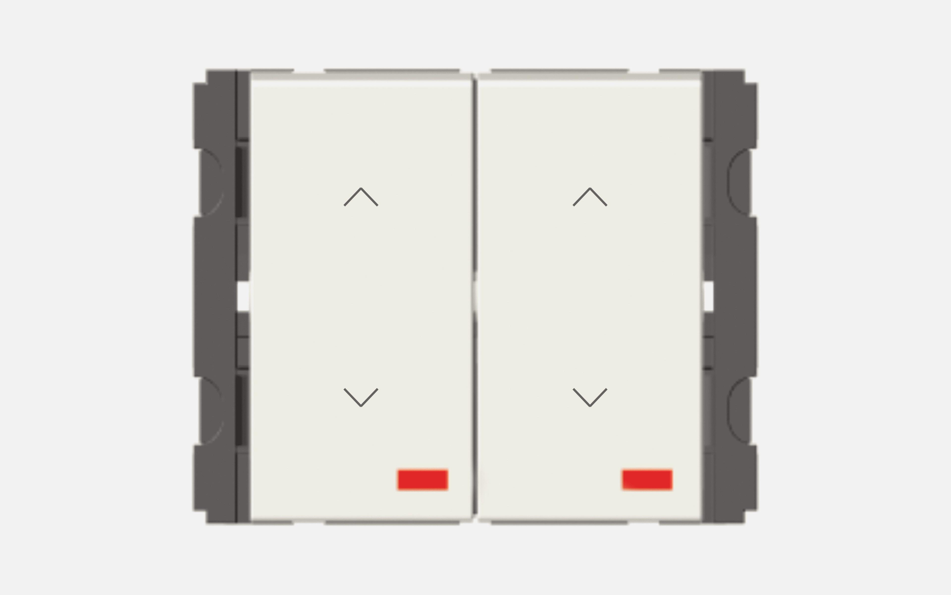 Norisys Frost White Vertical Switches - 2 Gang - Both switches 16A 2 way with indicator - 2 Module