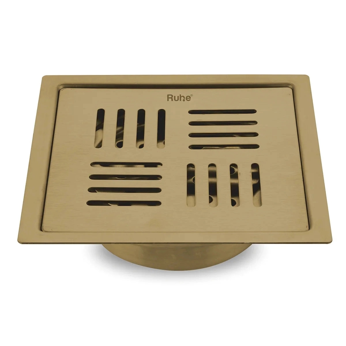Ruhe Ruby Square Flat Cut Floor Drain in Yellow Gold PVD Coating - 5 x 5 Inches by Ruhe : Colours available: Gold