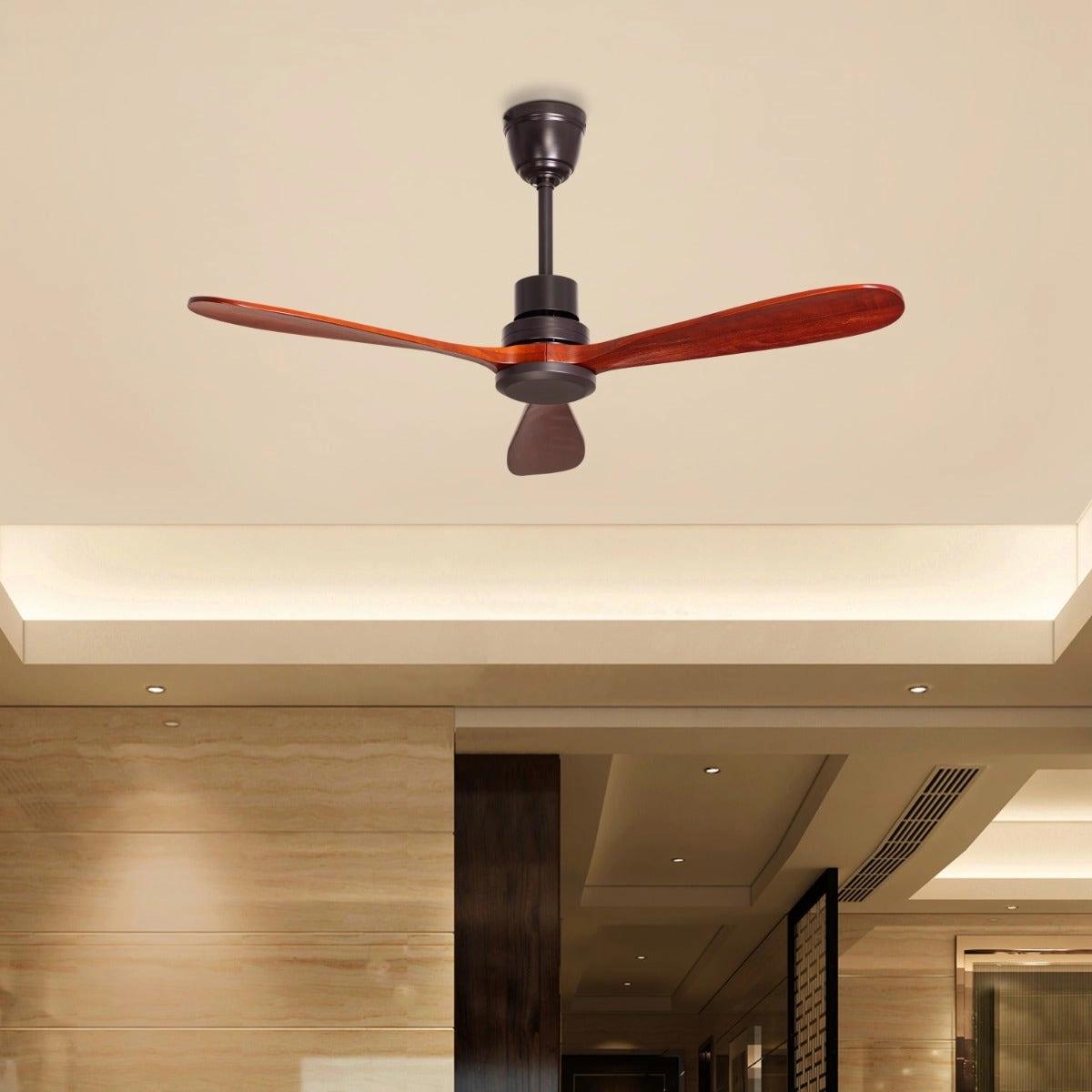 The WhiteTeak Glen Meadow (132 cm Span, Black Metal Body, Mahogany Finish Solid Wood Blades) Ceiling Fan