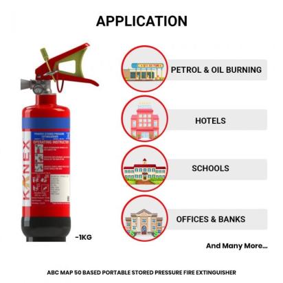 Kanex 1 Kg Abc Fire Extinguisher (Map 40 Based Portable Stored Pressure) by Kanex : Colours available: Red 1 1