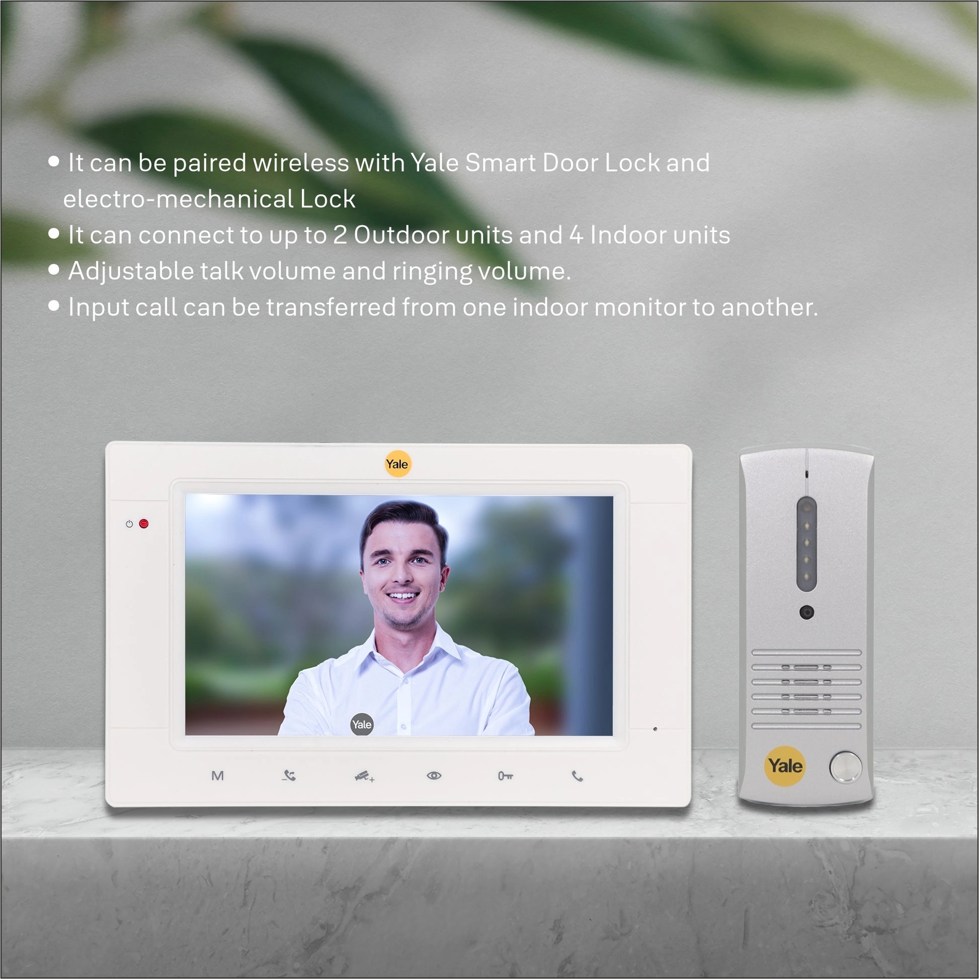 Yale JB 305 - E Video Door Phone with Two way communication, 7inch TFT LCD and Camera with Night Vision LEDs by Yale for Indoor, Outdoor : Colours available: White 2 2