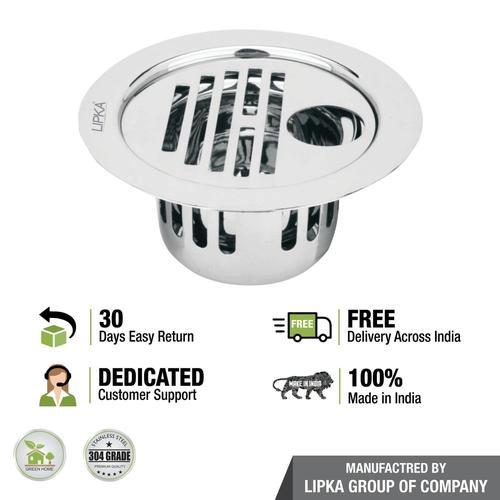 Lipka Golden Classic Jali Round Flat Cut Floor Drain (5.5 inches) with Hole and Cockroach Trap 2