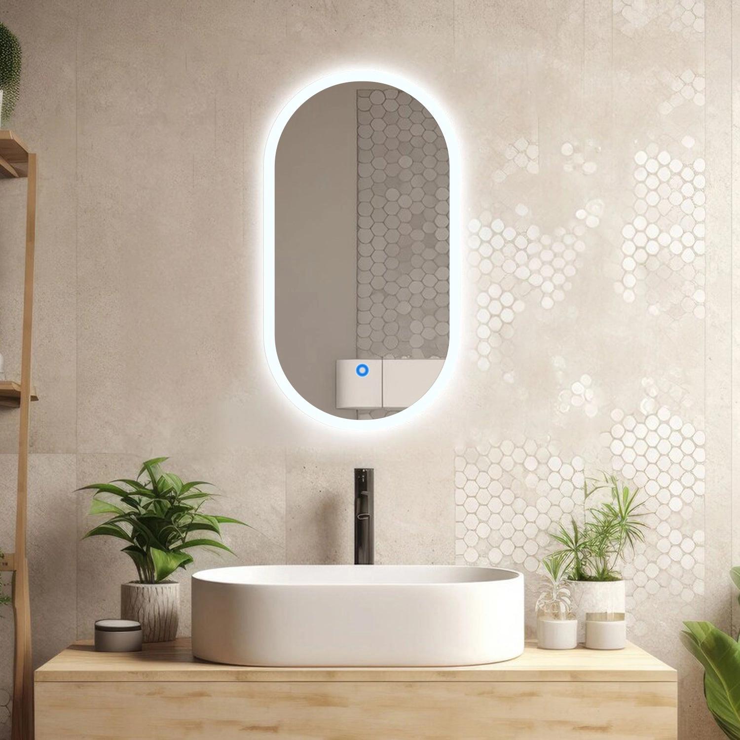 FlairGlass Capsule Led Mirror with Edge Lights, LED Bathroom Mirror, Asymmetrical Mirror, Makeup Frontlit Mirror- Oval Natural Warm Light 2