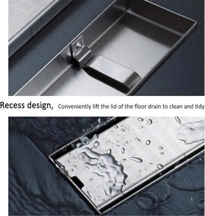 Aquieen 4x18 Inch Tile/Marble Insert Floor Grating / Drainer with Center Hole & Anti-Foul Cockroach Trap | SS304 Drainer with Matte Finish | Tile Drainer by Aquieen : Colours available: Chrome 3 5