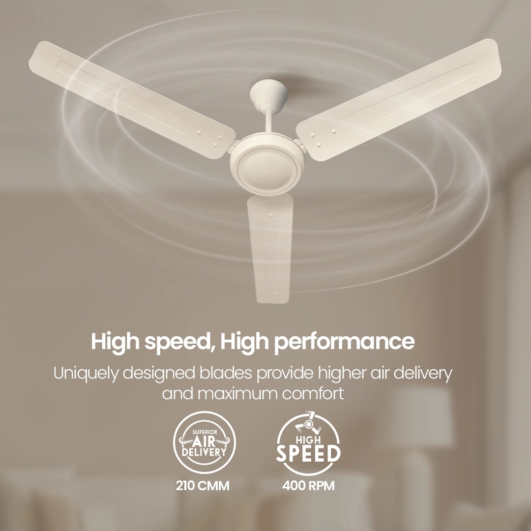 Crompton Surebreeze Gallop| Ceiling Fan - Ivory by Crompton : Colours available: Ivory 5 2