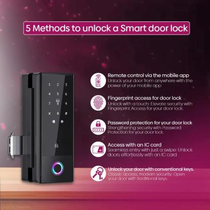 Homemate Wi-Fi Smart Glass Door Lock by Homemate : Colours available: Black 4 2