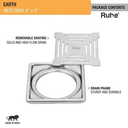 Ruhe Earth Square Premium Floor Drain 5 x 5 Inches by Ruhe 4 3