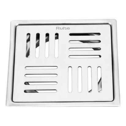 Ruhe Pluto Square Premium Flat Cut Floor Drain 6 x 6 Inches by Ruhe : Colours available: Silver
