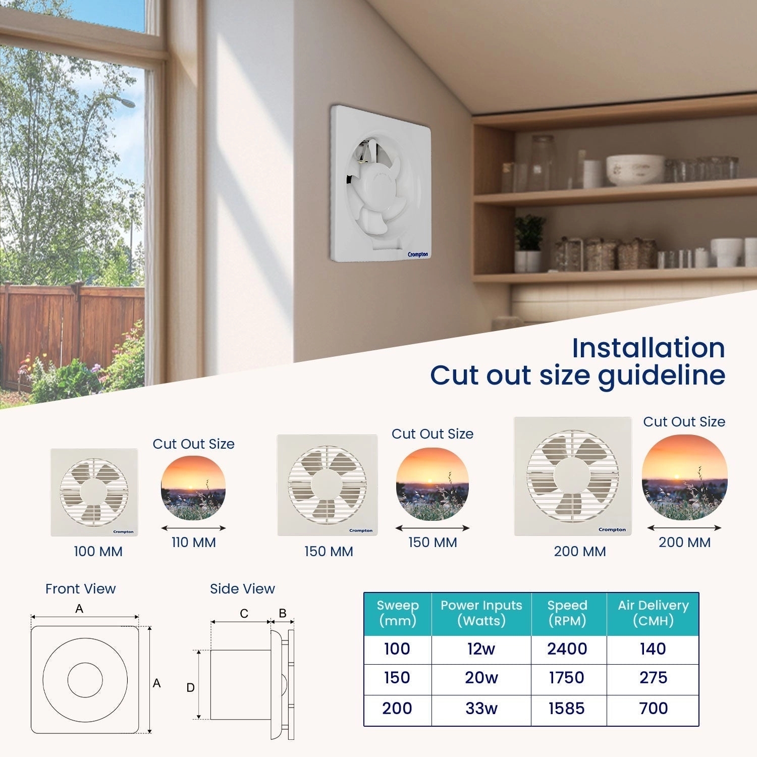 Crompton Ventilus Exhaust Fan by Crompton : Colours available: White 3 5