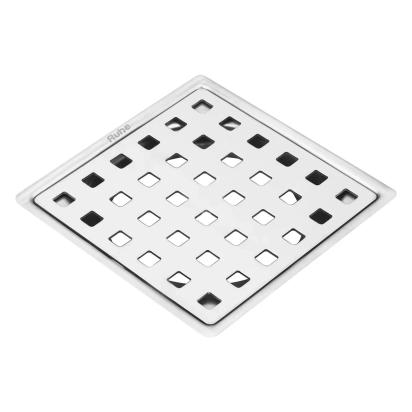 Ruhe Pearl Square Flat Cut 304 Grade Floor Drain - (6 x 6 Inches) by Ruhe : Colours available: Silver