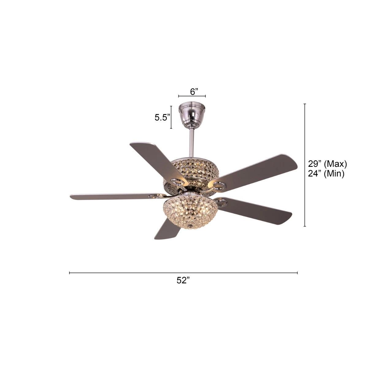 The WhiteTeak Infatuation (132 cm Span, Silver Finish Metal Body, Silver Finish Solid Wood) Crystal Chandelier Ceiling Fan 3