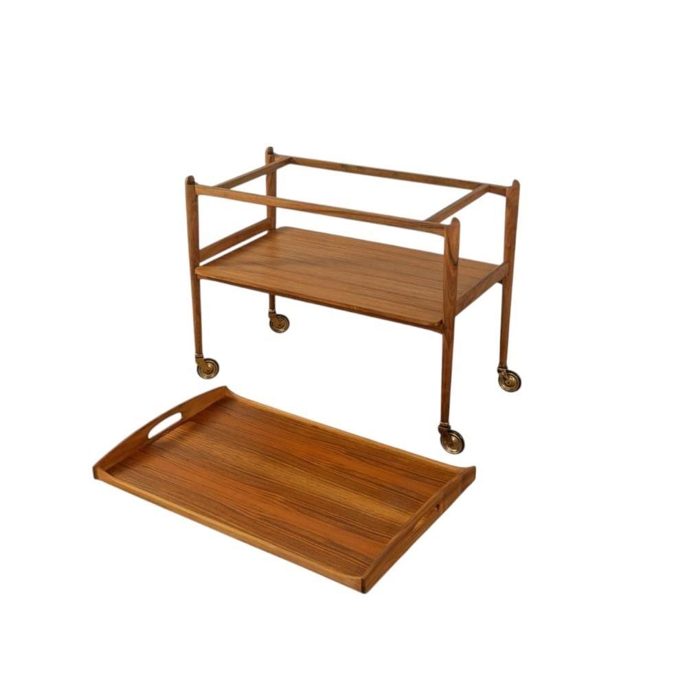 Adhunika Furnitures Premium Wooden Serving Trolley for Hotels – 2-Tier Elegant Food Cart on Wheels 2