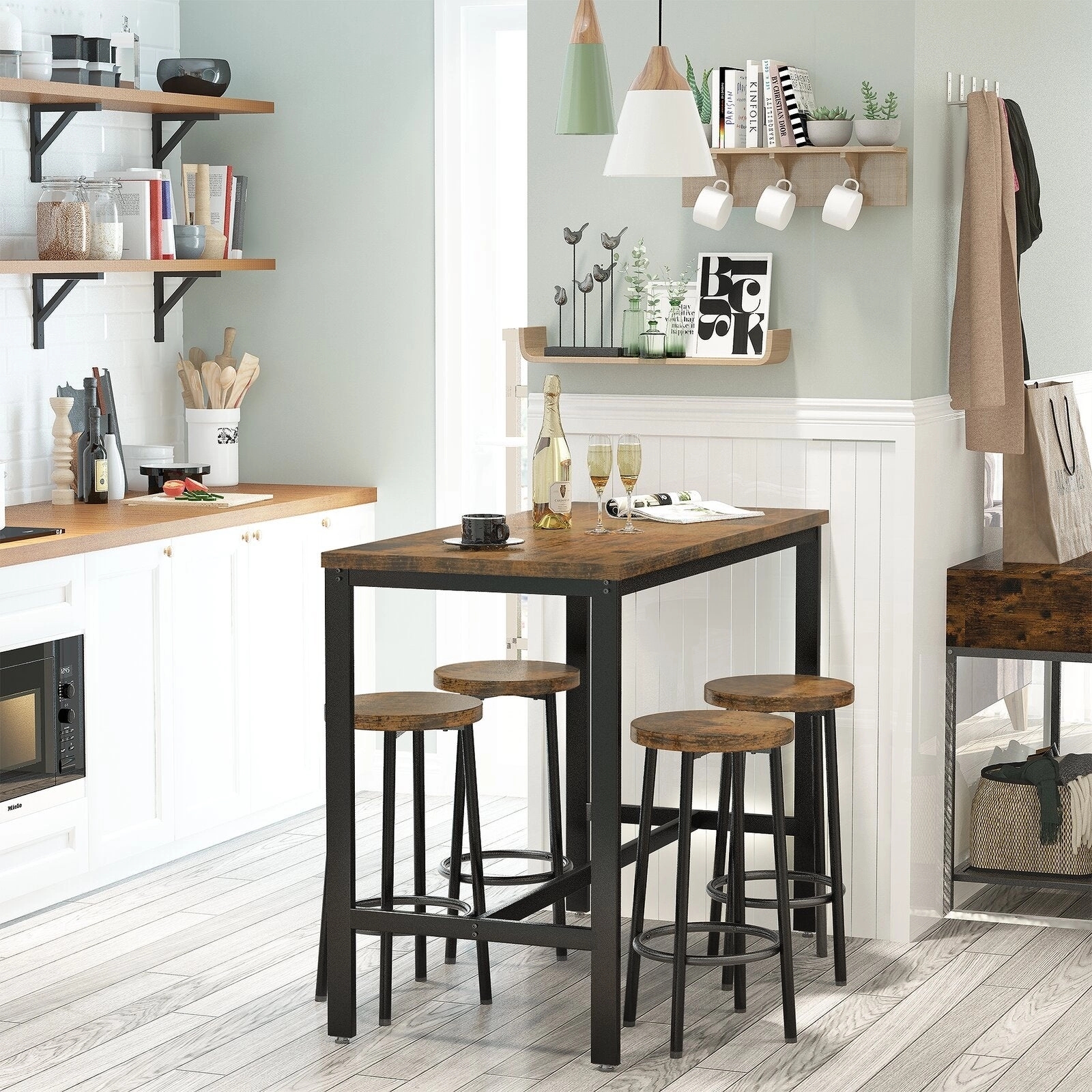 GKW Dining Set: 4 - Person Counter Height Dining Set - Brown & Black by Studio GKW : Colours available: Brown