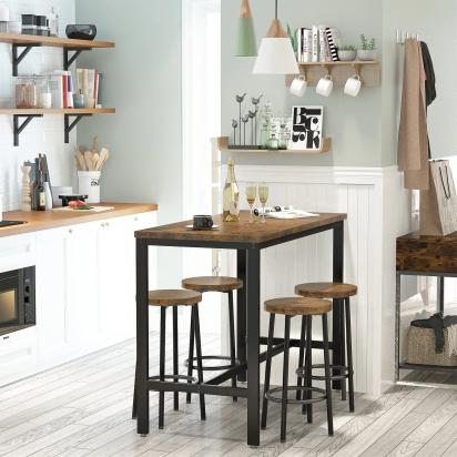 GKW Dining Set: 4 - Person Counter Height Dining Set - Brown & Black by Studio GKW : Colours available: Brown