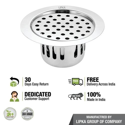 Lipka Round Flat Cut Floor Drain (5.5 inches) with Cockroach Trap 3