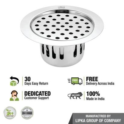 Lipka Round Flat Cut Floor Drain (5.5 inches) with Cockroach Trap 3