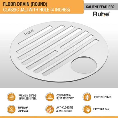 Ruhe Classic Round Jali Floor Drain with Hole - Pack of 2 by Ruhe : Colours available: Silver 2 2