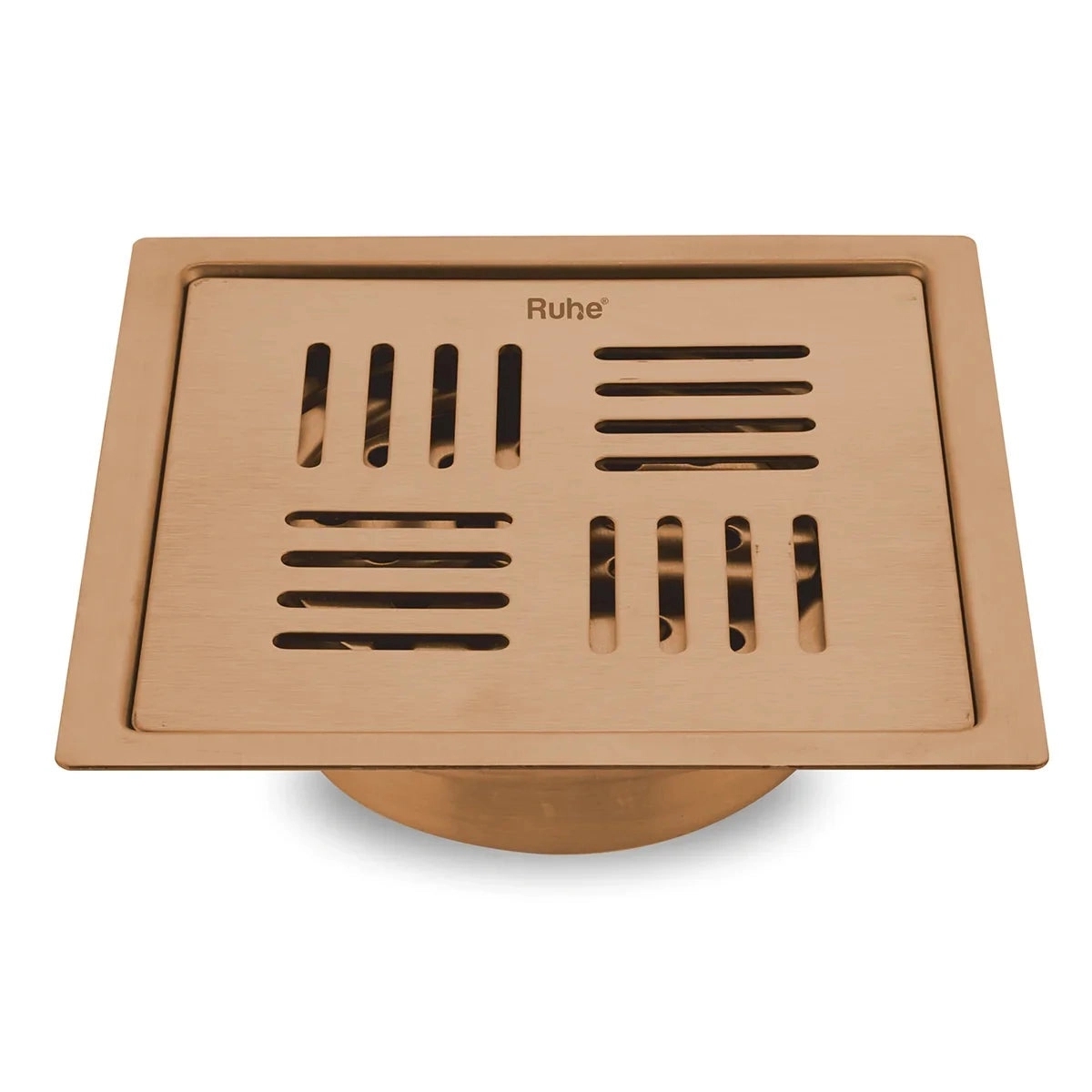 Ruby Square Flat Cut Floor Drain in Antique Copper PVD Coating 5 x 5 Inches by Ruhe : Colours available: Copper