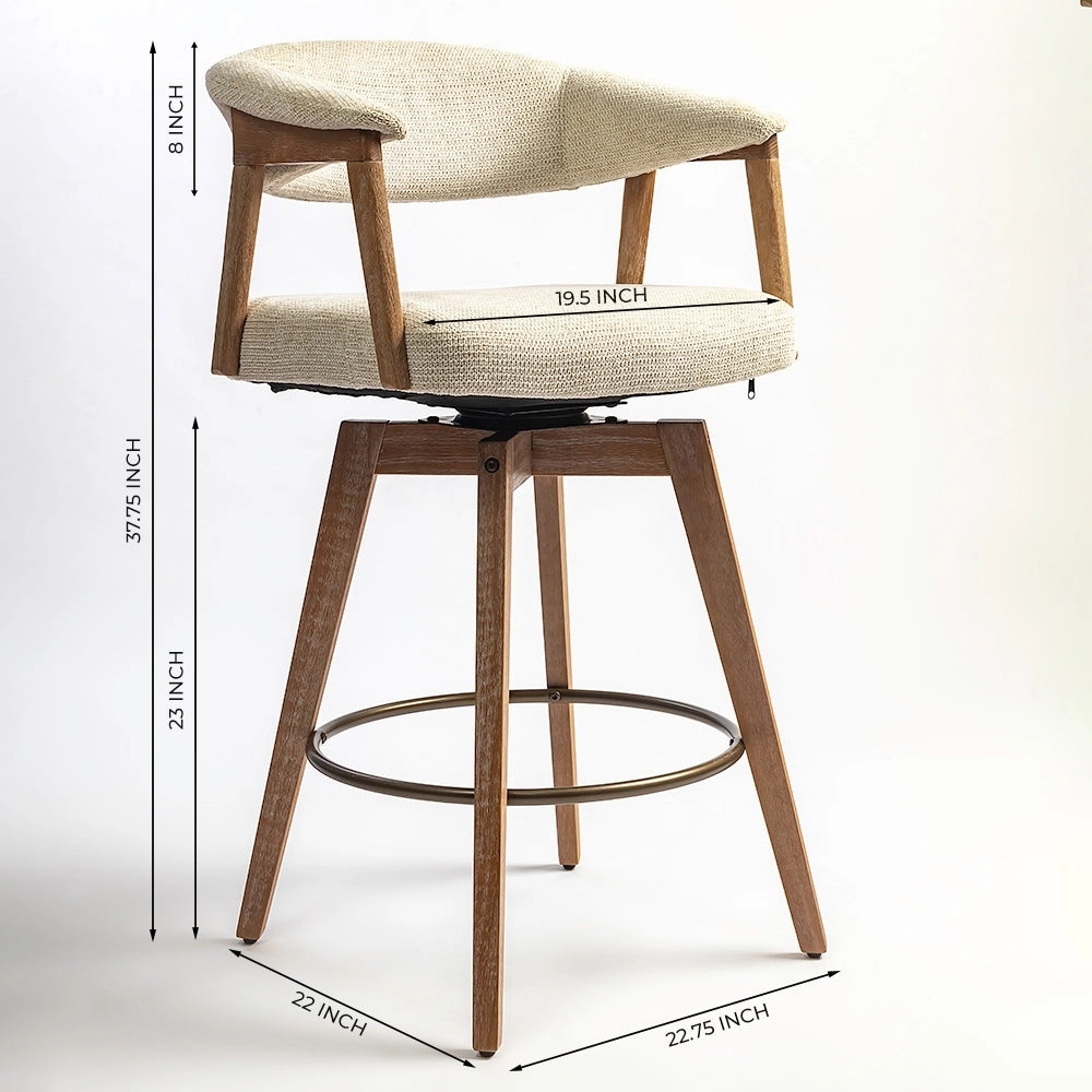 LivingShapes Abnor Wooden Swivel Bar Chair by Living Shapes : Colours available: Beige 4 2