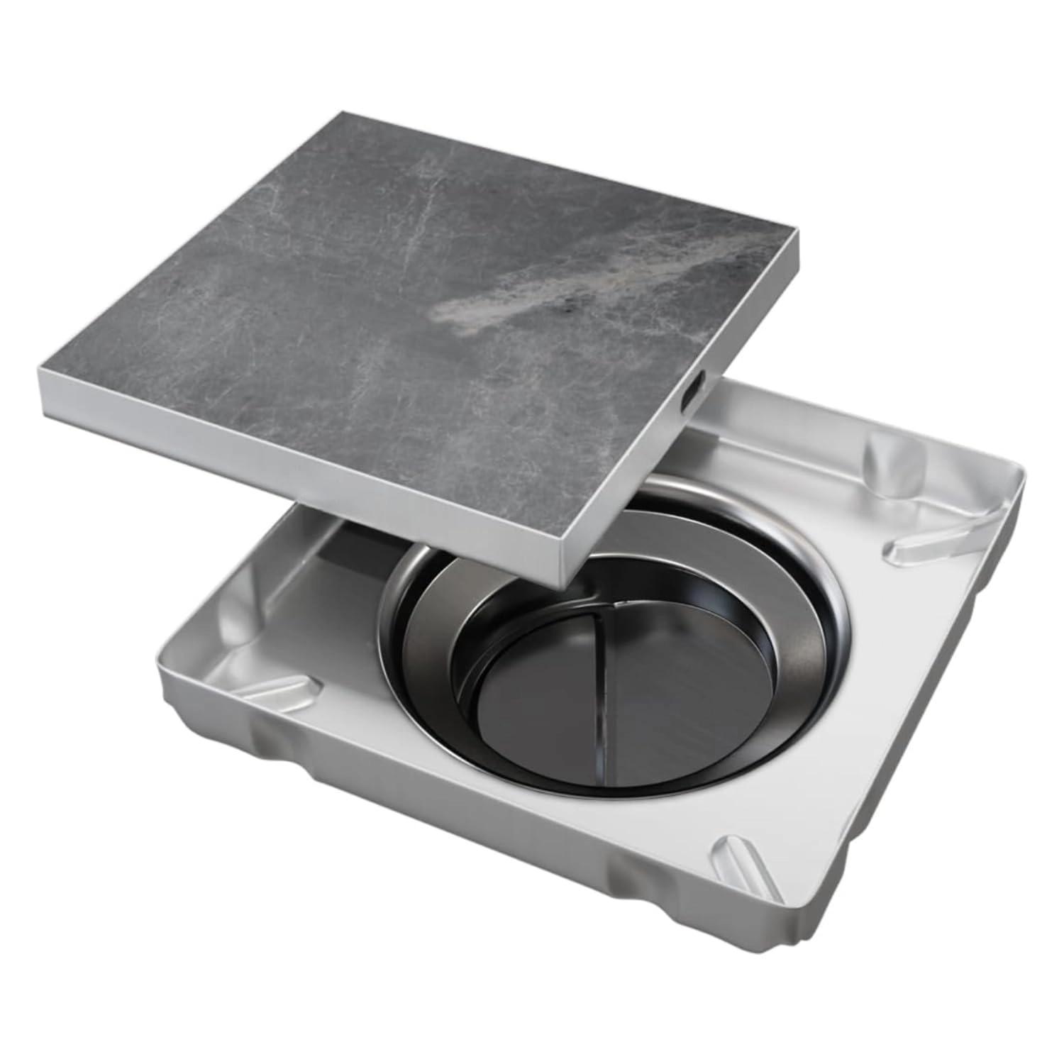 Aquieen 6x6 Inch Tile/Marble Insert Floor Grating / Drainer with Anti-Foul Cockroach Trap | SS304 Drainer in Chrome Finish | Drain Cover & Kitchen 2