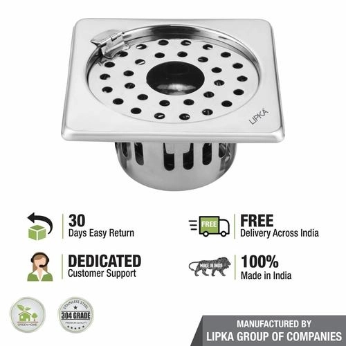 Lipka Square Floor Drain (6 x 6 Inches) with Hinge, Hole and Cockroach Trap 3