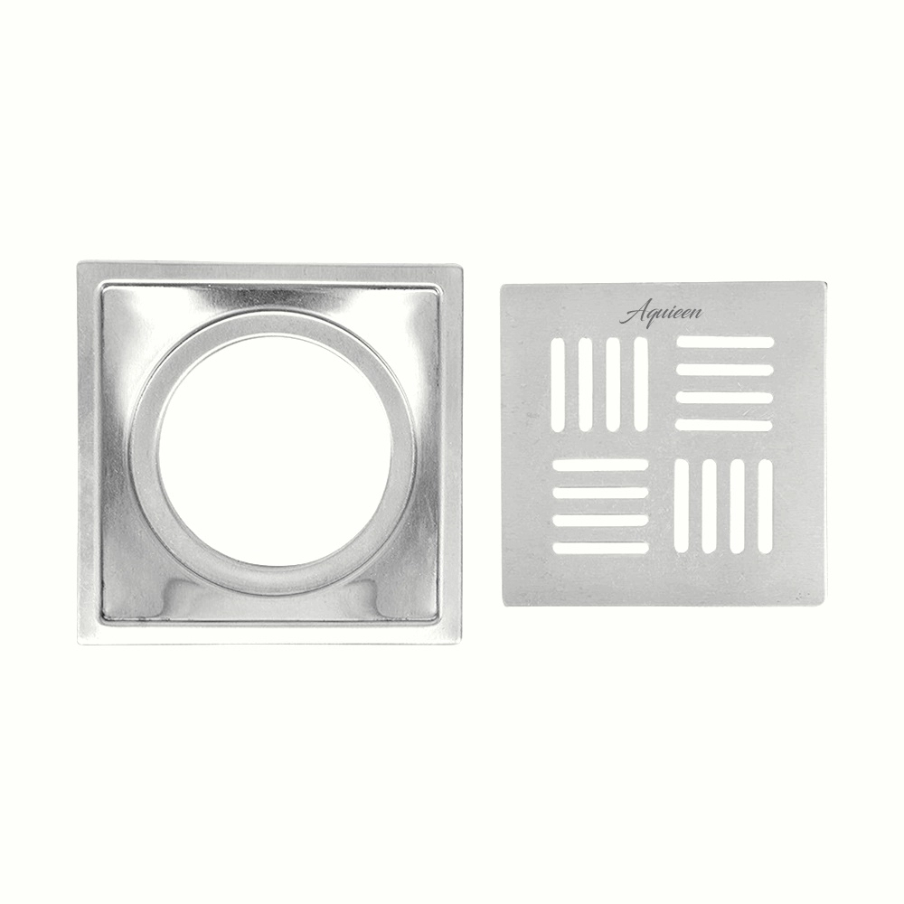 Aquieen 6x6 Inch Floor Grating / Drainer with Anti-Foul Cockroach Trap | Florin Design, In Matte Finish & SS304 Drainer | Anti-Clog & Drain Cover & Kitchen by Aquieen : Colours available: Chrome 5 5