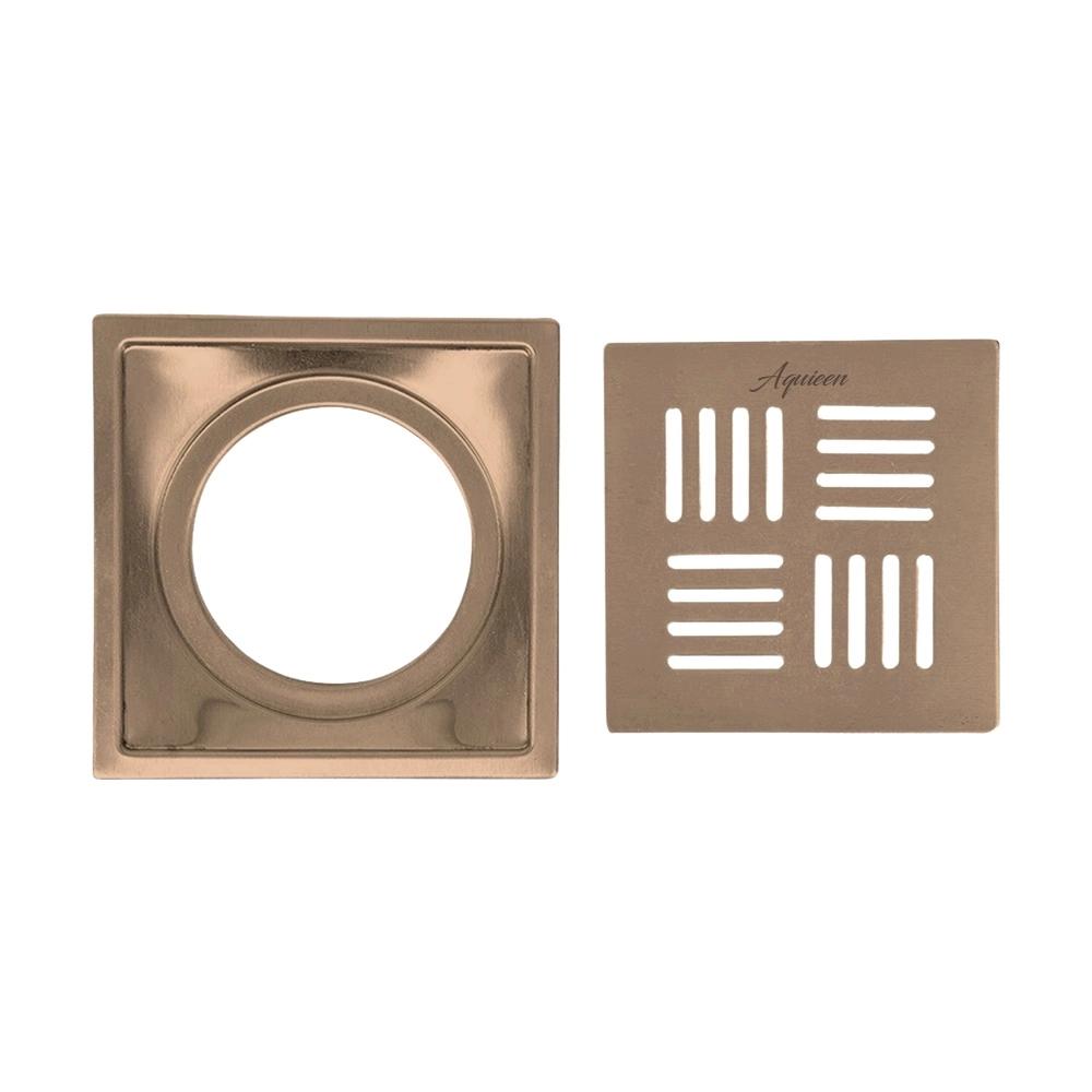 Aquieen 5x5 Inch Floor Grating / Drainer in Brushed Rose Gold Finish | SS304 Drainer with PVD Coating | Anti-Clog & Drain Cover, Kitchen & Shower Areas 3