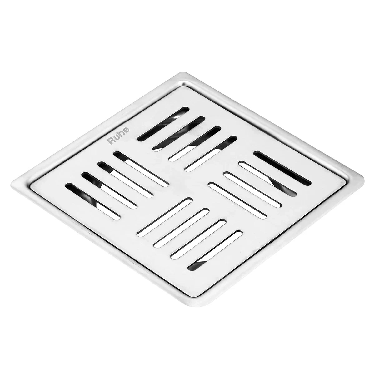 Ruby Square Flat Cut 304-Grade Floor Drain 5 x 5 Inches by Ruhe : Colours available: Silver