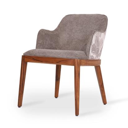 Alankaram Ozlu - Teak Dining Chair, Smoky Cream Fabric by Alankaram : Colours available: BlushGoldPVD 1 2