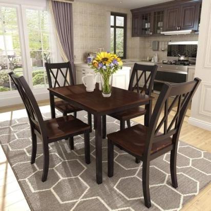 WoodenTwist Classy Teak Wood 4 Seater Dining Table Set for Dining Room