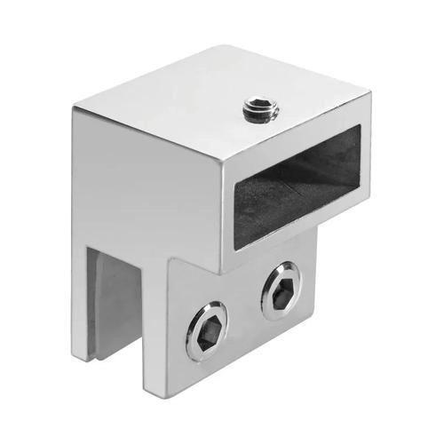 Ozone Glass-to-Track End Connector Track-to-Track 90° Connector | Finish: Polished Stainless Steel