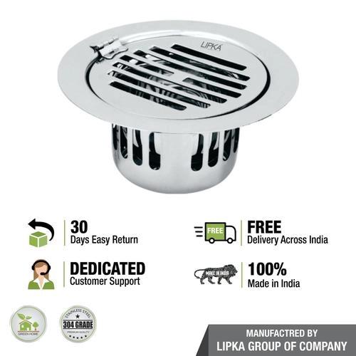 Lipka Golden Classic Jali Round Flat Cut Floor Drain (5 Inches) with Hinge and Cockroach Trap 3