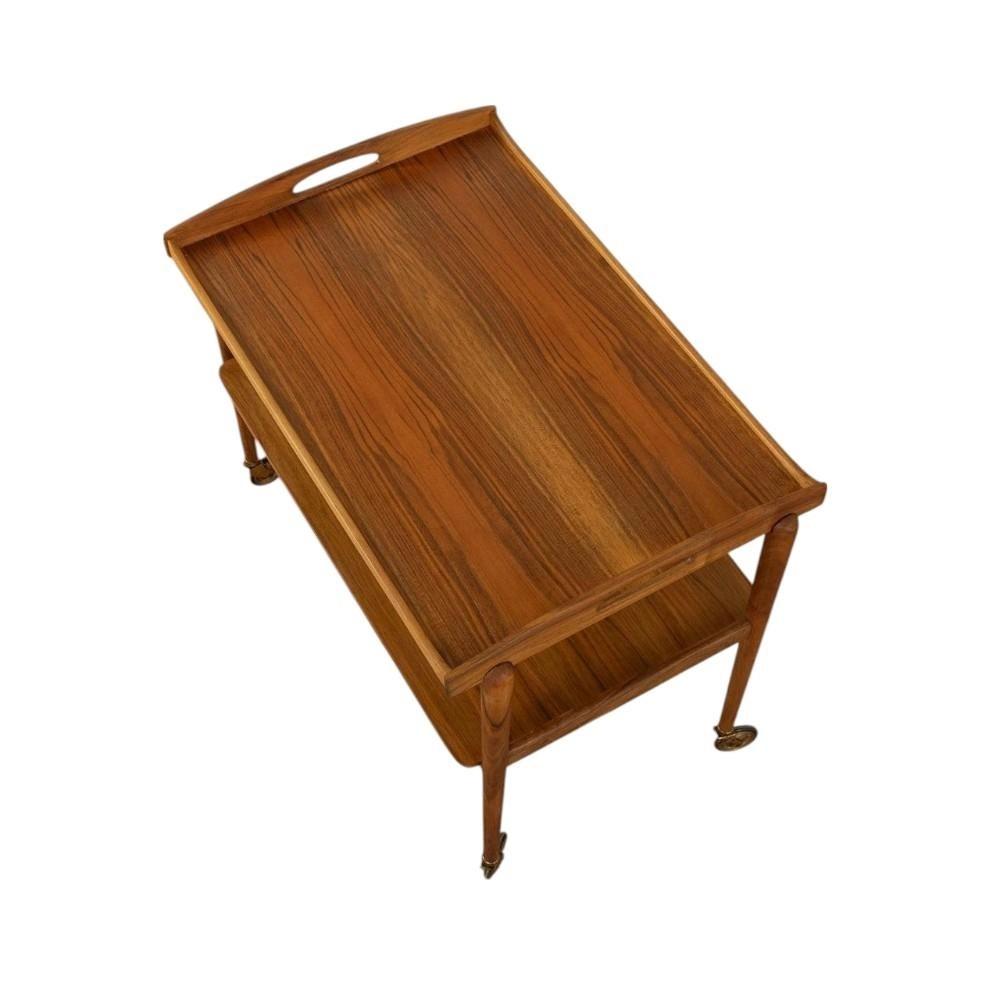 Adhunika Furnitures Premium Wooden Serving Trolley for Hotels – 2-Tier Elegant Food Cart on Wheels 4
