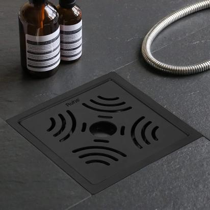 Ruhe Emerald Square 304-Grade Floor Drain in Black PVD Coating with Hole by Ruhe : Colours available: Black 6 6
