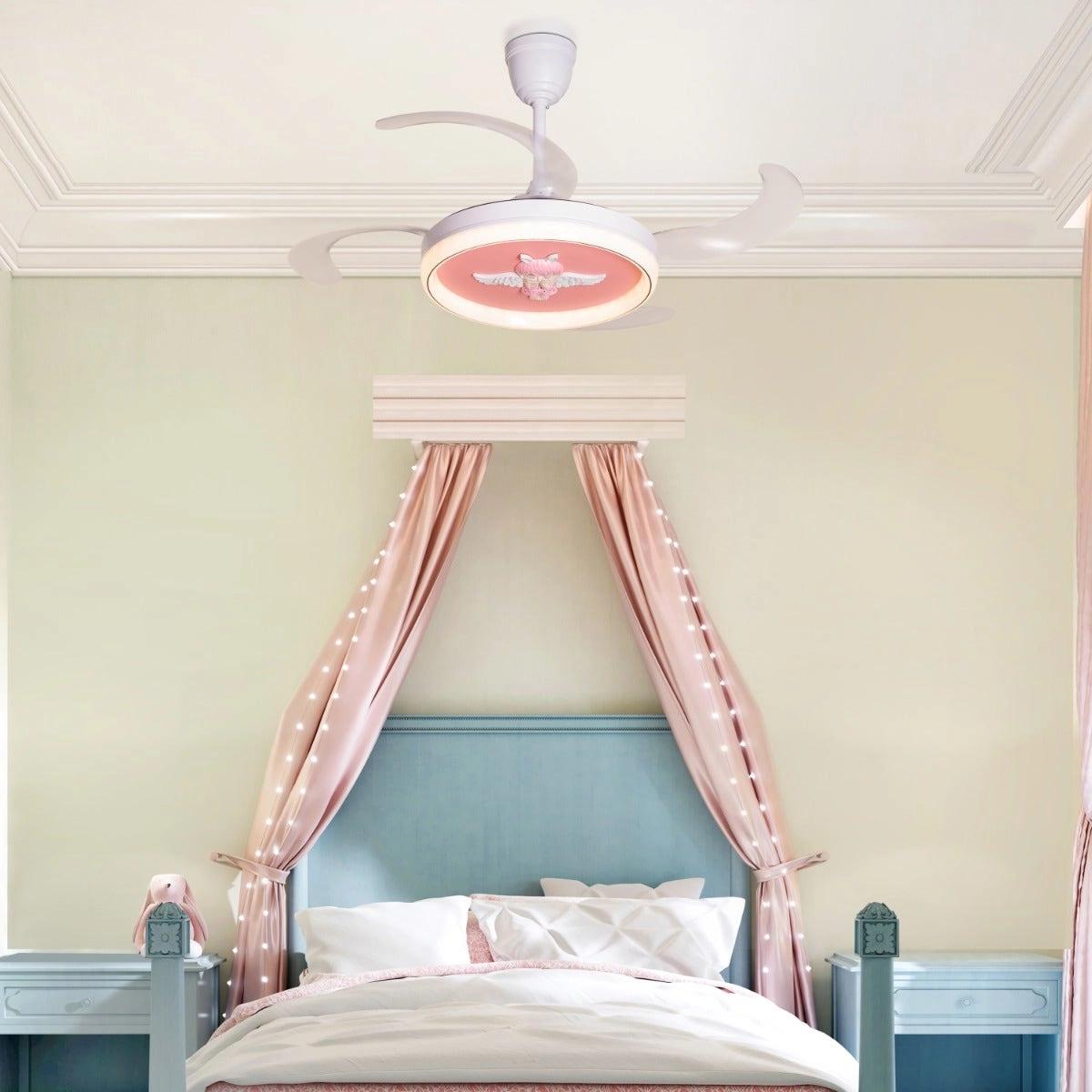 The WhiteTeak Angel Face (Kid's Room 112 cm Span, White Finish Metal Body, Clear Finish ABS Blades) Dimmable LED with Remote Control Ceiling Fan 2