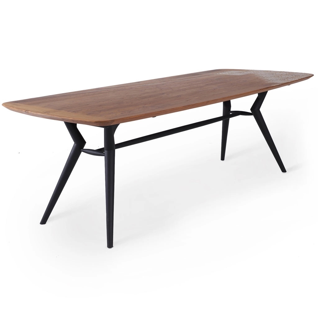 Alankaram Fusi - Six Seater Teak Dining Table, Brass Inlay on Top by Alankaram : Colours available: Brown 1 2