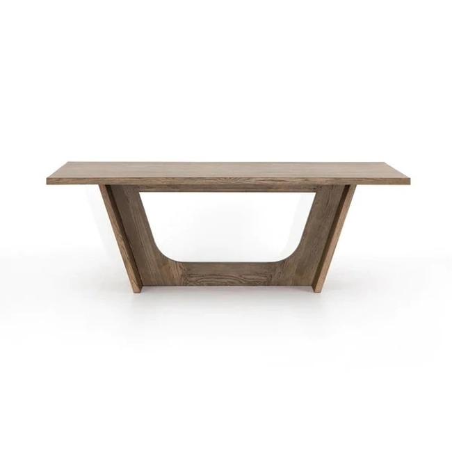Asian Arts Rustic Oak Dining Table | Modern Solid Wood Dining Table with Angled Base 1