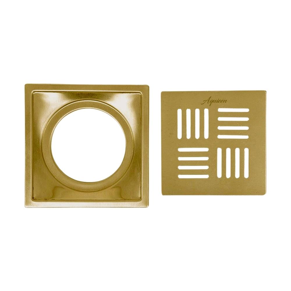 Aquieen 5x5 Inch Floor Grating / Drainer in Brushed Gold Finish | SS304 Drainer with PVD Coating | Anti-Clog & Drain Cover, Kitchen & Shower Areas 2