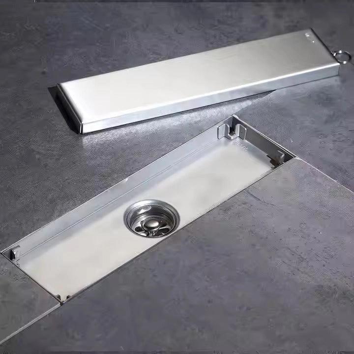 Aquieen 4x30 Inch Tile/Marble Insert Floor Grating / Drainer with Center Hole & Anti-Foul Cockroach Trap | SS304 Drainer with Matte Finish | Tile Drainer 2