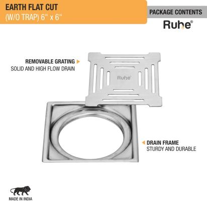 Ruhe Earth Square Premium Flat Cut Floor Drain 6 x 6 Inches by Ruhe 3 3