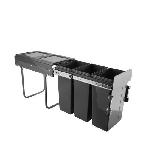 Ozone Pull-Out Waste Bin, Designed for Efficient Waste Segregation | Compartment: 3 | Bin Capacity: 30L