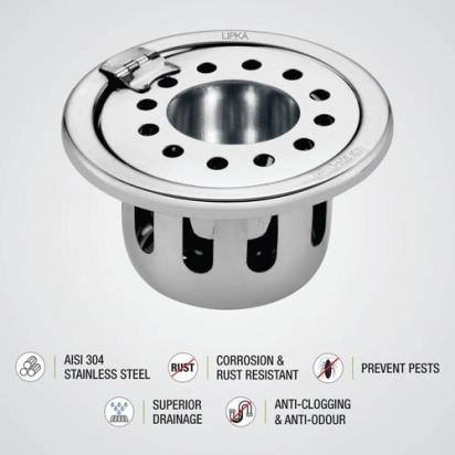 Lipka Round Floor Drain (4 inches) with Hinge, Hole & Cockroach Trap 2