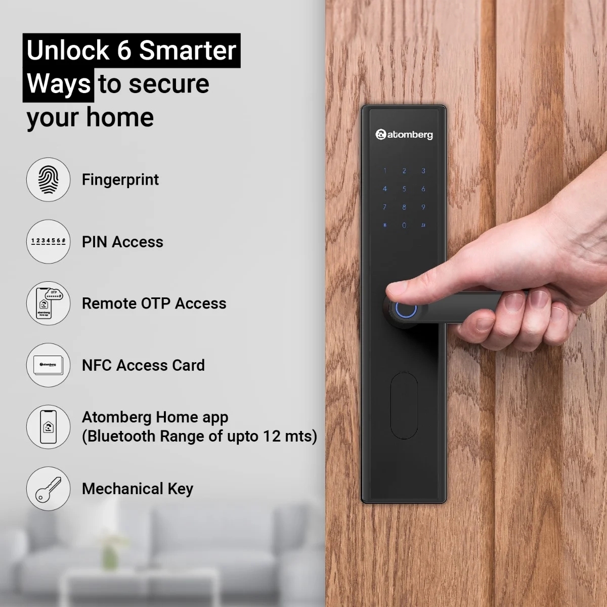 Atomberg Azhero Smart Door Lock by Atomberg : Colours available: Black 1 1
