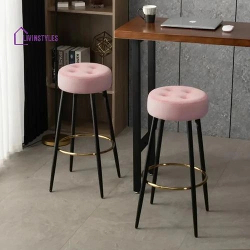 Livin Styles Harsh Pink Color Ceazar Counter Stool by Livinstyles : Colours available: LightPink, Black